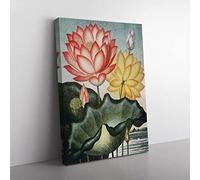 Water Lilies By Robert John Thornton Vintage Canvas Wall Art Print Ready to Hang, Framed Picture for Living Room Bedroom Home Office Décor, 76x50 cm (30x20 Inch)