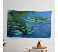 Water Lilies Claude Monet Wall Tapestry - Vibrant Sublimation Print Fabric Art for Bedroom, Living Room, Dorm - Lightweight 100% Cotton Backing, Certified