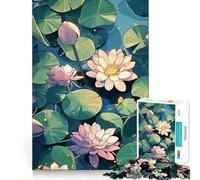 Water Lilies in A Pond Jigsaw 1000 Pieces Focus Building Toy Zero Gap Rewarding Activity for Rainy Days (38x52cm)