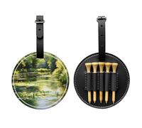 Water Lilies in The Pond Black Golf tee Storage Bag, Multifunctional Golf tee Storage Bag for Men, Durable PU Material