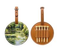 Water Lilies in The Pond Brown Golf tee Storage Bag, Multifunctional Golf tee Storage Bag for Men, Durable PU Material