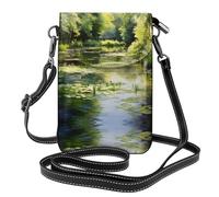Water Lilies in the Pond Lightweight leather crossbody phone bag, women's shoulder bag cell phone wallet, travel bag with credit card slots,