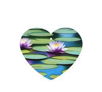 Water Lilies In Water Pattern Car Air Fresheners 4 Pcs Heart Shape Hanging Aromatherapy Tablets Scented Fresheners For Bedroom Bathroom