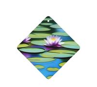 Water Lilies In Water Pattern Car Air Fresheners 4 Pcs Square Hanging Aromatherapy Tablets Scented Fresheners For Bedroom Bathroom