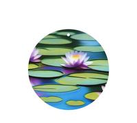 Water Lilies In Water Pattern Car Air Fresheners 6 Pcs Round Shape Hanging Aromatherapy Tablets Scented Fresheners For Bedroom Bathroom