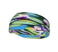 Water Lilies In Water Pattern Sports Sweatband Headscarf Head Bands For Women Men Suitable For Running Yoga Fitness Football