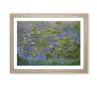 Water Lilies Lily Pond Vol.12 By Claude Monet Classic Painting Framed Wall Art Print, Ready to Hang Picture for Living Room Bedroom Home Office Décor, Oak A4 (34 x 25 cm)
