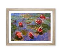 Water Lilies Lily Pond Vol.19 By Claude Monet Classic Painting Framed Wall Art Print, Ready to Hang Picture for Living Room Bedroom Home Office Décor, Oak A3 (46 x 34 cm)
