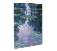 Water Lilies Lily Pond Vol.23 By Claude Monet Canvas Print | Gallery Wrapped 30mm Frame Wall Art | 30x20 inches | Ready to Hang | Impressionist Floral Picture | Living Room Bedroom Lounge Office