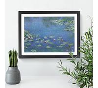 Water Lilies Lily Pond Vol.24 By Claude Monet Classic Painting Framed Wall Art Print, Ready to Hang Picture for Living Room Bedroom Home Office Décor, Black A3 (46 x 34 cm)