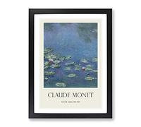 Water Lilies Lily Pond Vol.24 By Claude Monet Exhibition Museum Painting Framed Print | A4 Black Framed Wall Art | Ready to Hang | Modern Floral Picture | Living Room Bedroom Lounge Office