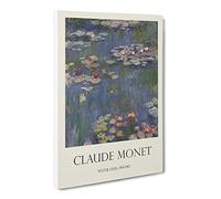 Water Lilies Lily Pond Vol.27 By Claude Monet Canvas Print | Gallery Wrapped 30mm Frame Wall Art | 24x16 inches | Ready to Hang | Impressionist Floral Picture | Living Room Bedroom Lounge Office