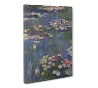 Water Lilies Lily Pond Vol.27 By Claude Monet Canvas Print | Gallery Wrapped 30mm Frame Wall Art | 30x20 inches | Ready to Hang | Impressionist Floral Picture | Living Room Bedroom Lounge Office