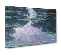 Water Lilies Lily Pond Vol.34 By Claude Monet Canvas Print | Gallery Wrapped 30mm Frame Wall Art | 24x16 inches | Ready to Hang | Impressionist Floral Picture | Living Room Bedroom Lounge Office