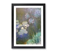 Water Lilies Lily Pond Vol.6 By Claude Monet Classic Painting Framed Wall Art Print, Ready to Hang Picture for Living Room Bedroom Home Office Décor, Black A2 (64 x 46 cm)