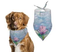 Water Lilies Lotues Weeping Willow Dog Bandana Pet Scarf for Small Medium Large Dogs Triangle Bibs Photo Prop Gift
