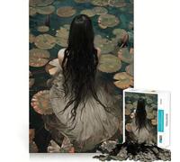 Water Lilies Nymph Jigsaw 1000 Pieces for Teenagers Memory Train Fun Clean Seamless Connection Relaxing Indoor Group Activity (50x75cm)