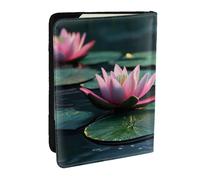 Water Lilies On The Lake Surface Printed Passport Holder,Travel Pu Leather Passport Cover Case Organiser for Men Women,6.5 Inch