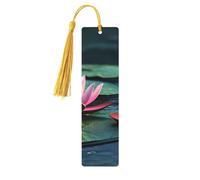 Water Lilies On The Lake Surface Unique Double-Sided Artwork Printed Wooden Bookmarks, Artistic Book Accessories Birthday Presents for Men Women Presents for Book Lovers