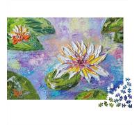 Water Lily Adult 1000-Piece Jigsaw Puzzle, 38x26cm/1000pcs, White Cardboard with Reduced Dust; A Thoughtful Gift for A New Home