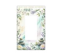 Water Lily Bathroom Single Rocker Light Switch Cover, Relaxation Nature Lavender Eucalyptus None Green Plastic Standard Size Accents Wall Switch Plates for Home Living Room New Apartment Decor