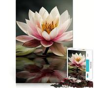 Water Lily Blossom Jigsaw Puzzles for Adults 1000 Mind Boost Game Uniform Size Precise Pieces Travel-friendly Brain Game Gift (38x52cm)