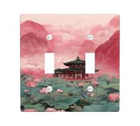 Water Lily Blossom Light Switch Cover Plate/Outlet Covers, Peach Floral Design for Home Decor, Thermoplastic Wall Plates, Standard Size Double Toggle