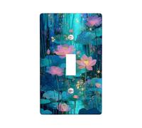 Water Lily Blossom Light Switch Cover Plates/Outlet Covers, Aqua Blue Floral Design for Home Decor, Thermoplastic Wall Plates, Standard Size Single Toggle