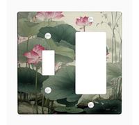 Water Lily Blossom Light Switch Cover Plates/Outlet Covers,Peach Floral Design for Home Decor, Thermoplastic Wall Plates,Standard Size Toggle Rocker