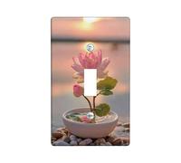 Water Lily Blossom Light Switch Cover Plates/Outlet Covers, Soft Peach Floral Design for Home Decor, Thermoplastic Wall Plates, Standard Size Single Toggle