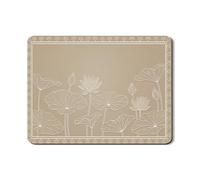 Water Lily Dish Drying Mats for Kitchen Counter, Beige Floral Absorbent Rubber Drainer Rack Mat, Spring Elegant Pu Leather Drying Pad Coffee Bar Protector 18x24 Inch