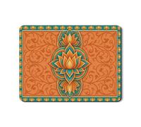 Water Lily Dish Drying Mats for Kitchen Counter, Orange Floral Absorbent Rubber Dish Drainer Mat, Vintage Bohemian Pu Leather Drying Pad for Home Decor 18x24 Inch