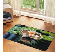 Water Lily Dog Food Mat, Absorbent Pet Feeding Mat for Food and Water Bowls Non-Slip Placement Pad for Floors Waterproof Quick Dry Water Dispenser Mat for Dogs Puppy Cats 12x18 Inch