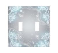 Water Lily Double Light Switch Cover Plate, Serene Elegant Bubbles Swirls Spring Light Blue Plastic Standard Size Decorative Wall Plates for Home Living Room Bedroom Bathroom Decor