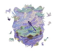 Water Lily Dragonfly Personalized Jigsaw Puzzles, 141 Pcs Wooden Jigsaw Puzzle Tiger Head Shape Puzzle Gift