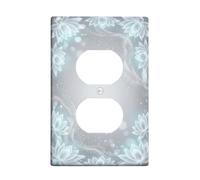 Water Lily Duplex Outlet Covers Wall Plate, Serene Elegant Bubbles Swirls Spring Light Blue Plastic Standard Size Face Plates for Electrical Outlets for Living Room Bedroom Home Office Decor