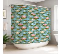 Water Lily Extra Wide Shower Curtain, Spring Nature Dragonfly Water Lilies Spring Blue Polyester Waterproof Decorative Bathroom Curtain Decor for Bathroom Guest Room 108x72 Inch