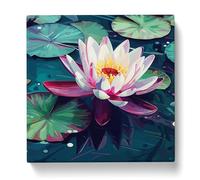 Water Lily Flower Constructivism No.2 Canvas Print for Living Room Bedroom Home Office Décor, Wall Art Picture Ready to Hang, 20x20 Inch (50x50 cm)