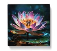 Water Lily Flower Digital Art No.1 Canvas Print | Gallery Wrapped 30mm Frame Wall Art | 20x20 inches | Ready to Hang | Modern Floral Picture | Living Room Bedroom Lounge Office