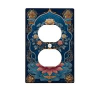 Water Lily Flower Light Switch Cover Plate, Elegant Blue Floral Design for Home Decor, Thermoplastic Wall Plates, Standard Size Single Duplex Outlet