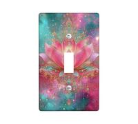 Water Lily Flower Light Switch Cover Plate/Outlet Covers, Peach and Teal Floral Design for Home Decor, Thermoplastic Wall Plates, Standard Size Single Toggle