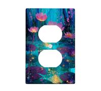 Water Lily Flower Light Switch Cover Plate/Outlet Covers, Vibrant Peach Water Lilies for Home Decor, Thermoplastic Wall Plates, Standard Size Single Duplex Outlet