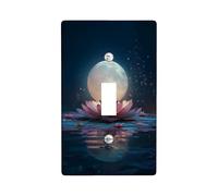 Water Lily Flower Light Switch Cover Plates/Outlet Covers, Night Blue Water Lily Design for Home Decor, Thermoplastic Wall Plates, Standard Size Single Toggle