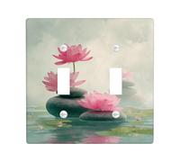 Water Lily Flower Light Switch Cover Plates/Outlet Covers, Peach Water Lilies for Home Decor, Thermoplastic Wall Plates, Standard Size Double Toggle