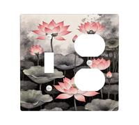 Water Lily Flower Light Switch Cover Plates/Outlet Covers, Peach Water Lilies for Home Decor, Thermoplastic Wall Plates, Standard Size Toggle Duplex