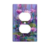 Water Lily Flower Light Switch Cover Plates/Outlet Covers, Violet Water Lilies for Spring Decor, Thermoplastic Wall Plates, Standard Size Single Duplex Outlet