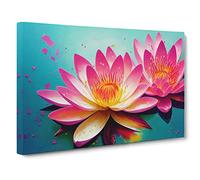 Water Lily Flower Splash Vol.6 Canvas Print | Gallery Wrapped 30mm Frame Wall Art | 30x20 inches | Ready to Hang | Contemporary Floral Picture | Living Room Bedroom Lounge Office