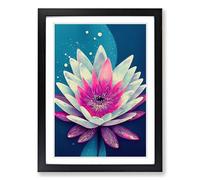 Water Lily Flower Splatter Framed Print | A2 Black Framed Wall Art | Ready to Hang | Modern Floral Picture | Living Room Bedroom Lounge Office