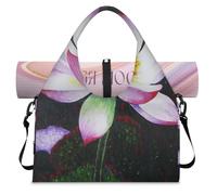 Water Lily Flower Sports Duffle Bag with Shoe Compartment Weekend Overnight Bags Tote Cabin Luggage Bag for Gym Yoga Travel