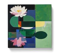Water Lily Flower Suprematism No.2 Canvas Print | Gallery Wrapped 30mm Frame Wall Art | 20x20 inches | Ready to Hang | Modern Floral Picture | Living Room Bedroom Lounge Office